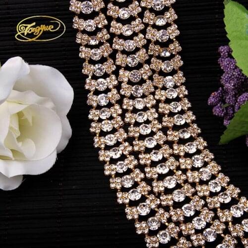 1YD Gold and Silver Color Rhinestone Wedding Dress Shoes Bag Clothing Decoration DIY Decoration Rhinestone Crafts