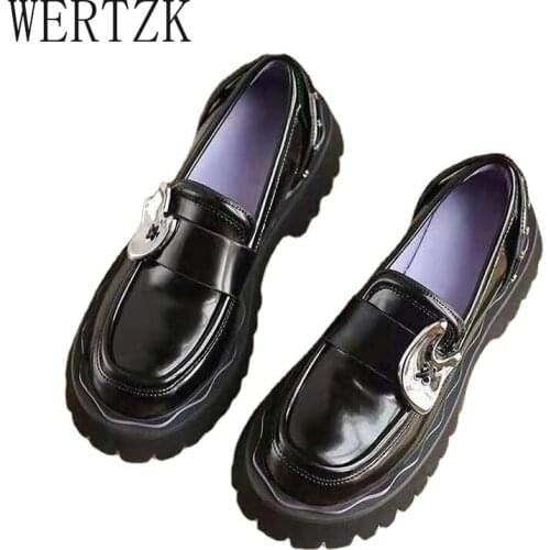 2021 Pumps Shoes Women Heels Platform Office Lady Metal Decoration Casual Spring Autumn Round Toe Loafers Zapatos Para Mujer