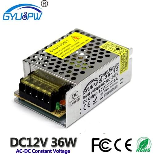 High Quality 36W 3A 12V Switching Power Supply DC SMPS input AC100V-240V DC12V output For LED Strip light