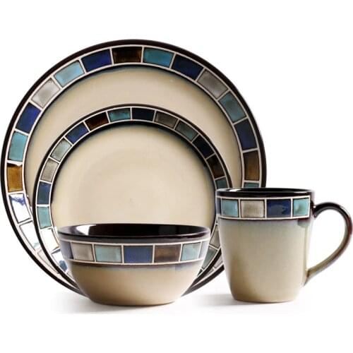 Japanese Ceramics Dinnerware Cube Platter Flat Plate Coffee Cup Retro Breakfast Dishes Cup And Saucer Household Rice Bowl 1pcs