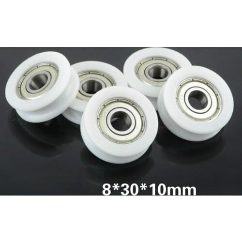 10pcs U groove sliding door wheel 8x30x10mm POM caoted with 608zz bearing Pulley Wheels Roller for 3mm rope w/ Bearing