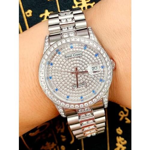 2021 Luxury Men Fashion Watch Full Diamond Royal Crown Boys Jewery Wristwatch Top Brand часы мужские Watches Relogio Masculino