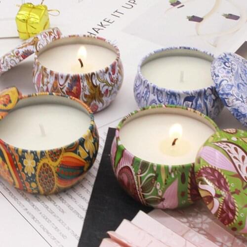 4 Pcs inplate can fragrance candle natural soybean party wax candle box smokeless gift cup rom glass fragrance supplies set J4Y1