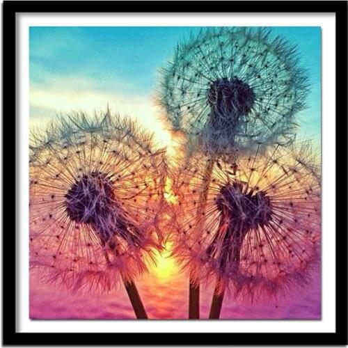 Diamond Embroidery Dandelion 5D Diy Full Diamond Painting Cross Stitch Landscape Rhinestone Painting Home Decor