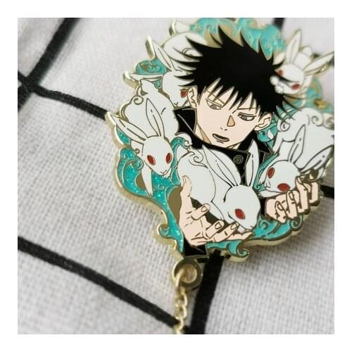 Anime Fushiguro Megumi Jujutsu Kaisen Cosplay Fashion Metal Chain Badge Button Brooch Pins Collection Souvenir Student Gift