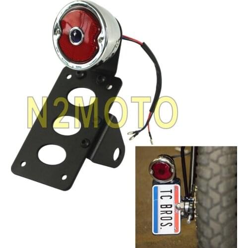 Side Mount Motorcycle Tail Light Rear Brake Light License Plate Bracket Holder for Harley Cafe Racer Chopper Cruiser Bike