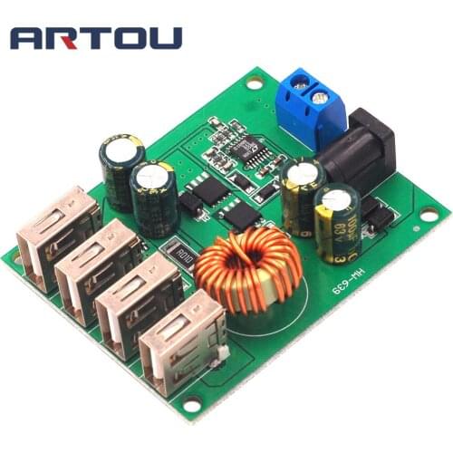 DC DC 7V-60V to 5V 5A 4 Four USB Output Buck Converter Board Step Down Transformer Power Supply Module Car Charger High Speed