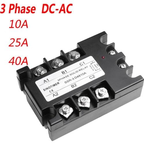 DC-AC 40DA AC Output 3 Phase Solid State Relay 3-32V DC to 30-480V AC 10A 25A Module Switch Relay relais