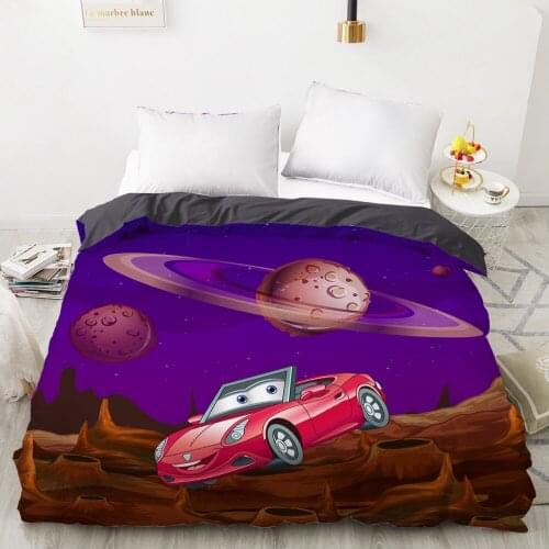 Car Cartoon Kids Duvet cover Quilt/Blanket/Comfortable Case Bedding for children baby girls 140x200 240x220 for Home brown