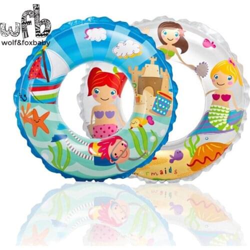 6-10 years Max Capability 40KG Children Swim Ring Safety Lifebuoy Transparent Inflatable Floats Pool Summer Random color