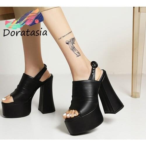 DORATASIA Large Size 46 Women Solid Buckle Open Toe Platform Shoes High Heel Design Quality Shoes For Women Sandals