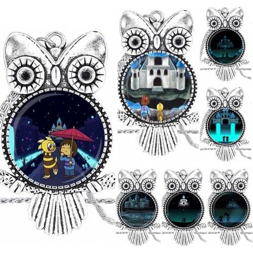 EJ Glaze Undertale Castle Game Gaming Fashion Glass Cabochon Pendant Necklace Women Choker Owl Necklace For Women