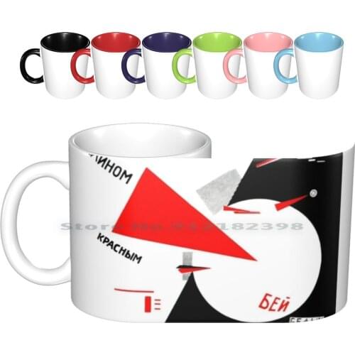 El Lissitzky-Beat The Whites Ceramic Mugs Coffee Cups Milk Tea Mug El Lissitzky Beat Whites Red Black Russia Communism Marx