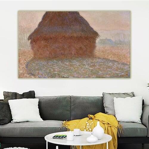 Canvas Oil Painting Claude Monet"Haystack In The Sunlight,1890"Wall Aesthetic Backdrop Western Art Decor Poster Home Decoration