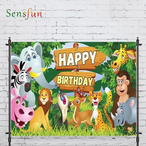 LEVOO Photography Backdrop Birthday Zoo Forest Birthday Party Prop Fabric Photography Backdrop Photocall Photobooth