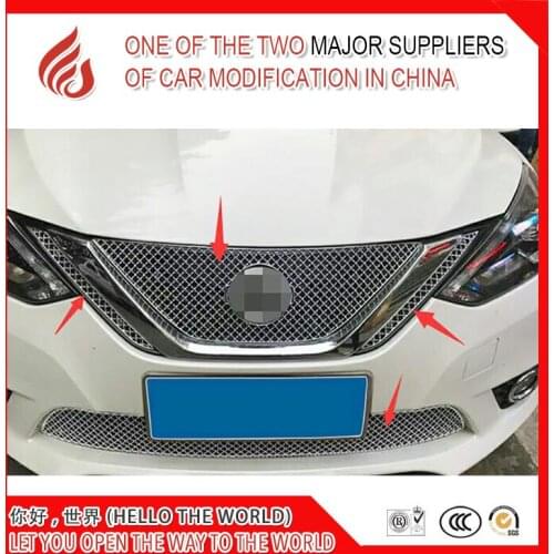Stainless steel modification car front grille racing grills grill cover trim for Sylphy 2016 2017