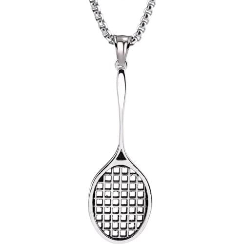 Mens Fitness Jewelry stainless steel Casting Fitness Badminton racket necklace Pendant With 24'' Rolo chain