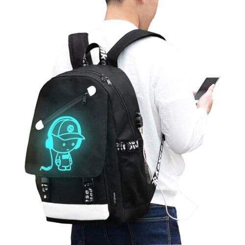 Men Backpack Fashion External USB Charging Travel Laptop Backpack Kids Mochila Anime Student Luminous School Bags For Teenagers