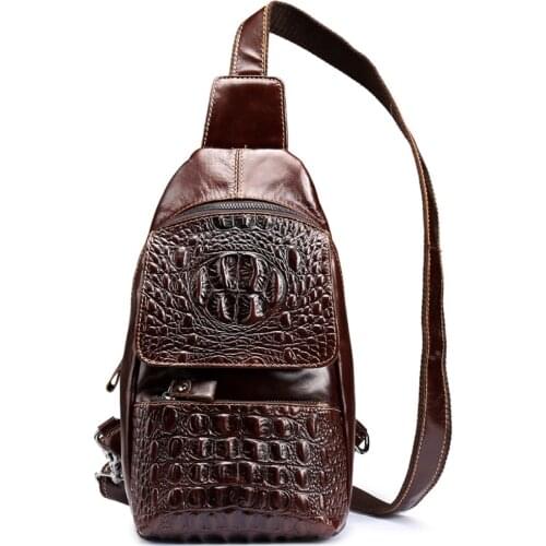 Man Genuine Leather Sling Chest Bag Handmade Unisex Retro Messenger Hand Bag Pack Men Travel Shoulder Anti-thef Crossbody Bags