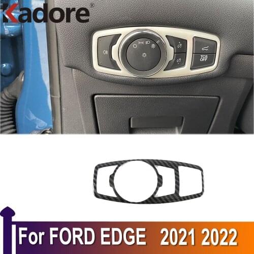 For ford edge 2021 2022 ABS Carbon Fiber Headlight Switch Button Cover Trim Interior Accessories Interior Mouldings