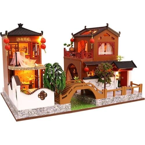 NEW DIY Dollhouse Wooden doll Houses Miniature Doll House Furniture Kit Casa Led Toys for Children Christmas Birthday Gift L902