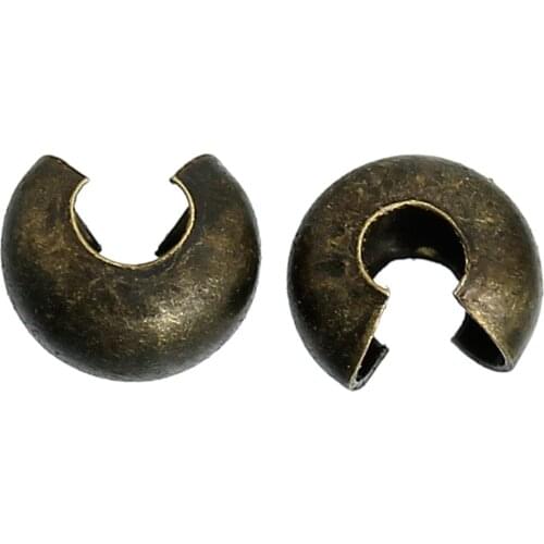 DoreenBeads 300 Bronze Color Crimp Beads Covers Findings 4mm (B06463), yiwu