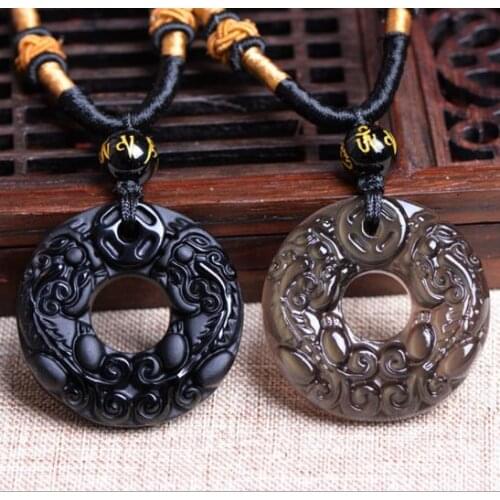 Natural Obsidian Double Scorpion Safety Buckle Pendant for Men and Women Necklace o23