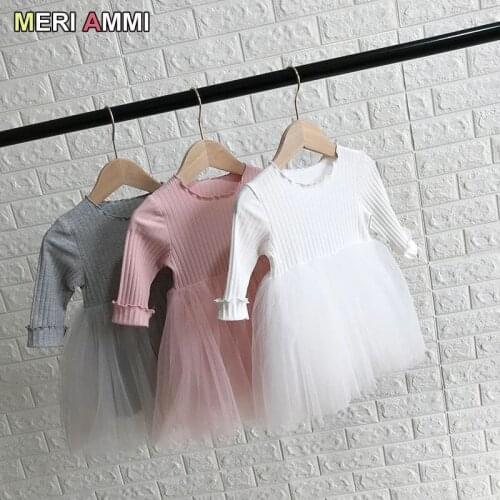 MERI AMMI Children Girl Clothing Dressing Long Sleeve Floral Dress TuTu Party Dress For 1-7 Year Girl