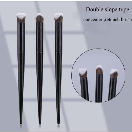 Professional Double Slope Type Concealer Fondation Makeup Brush Wooden Handle Beauty Make Up Tools With Customized Logo