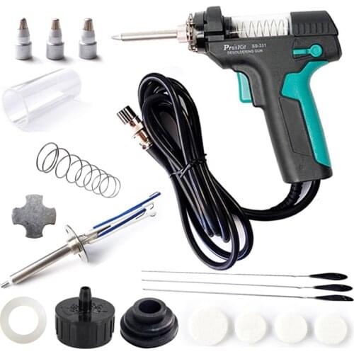 ProsKit SS-331H Electric Desoldering Station Tin Gun Suction Tin Pump Accessories Filter Pipe Nozzle Heater Needle Mat Spring
