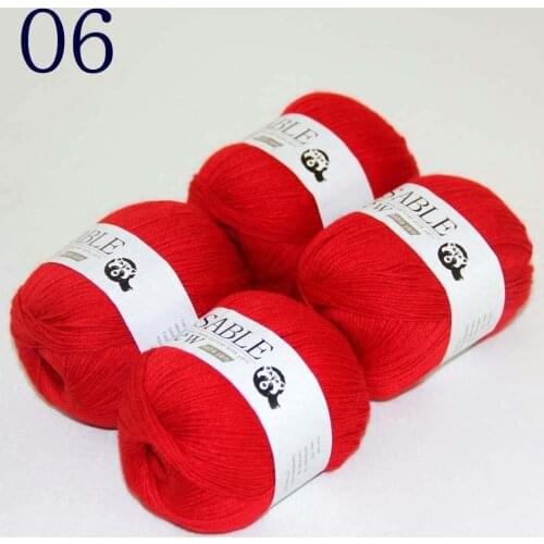 Sale Super Soft 4X50g Pure Sable Cashmere Wrap Shawls Hand Knit Wool Crochet 243-06 red