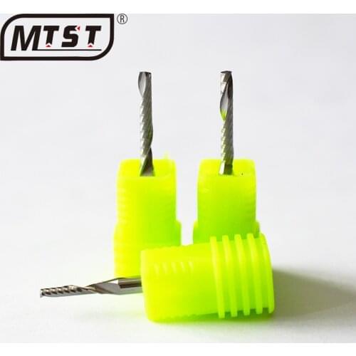 MTST 10pieces 3.175mm shark One Flute Spiral Router Bits for Wood fresa CNC End Mill Tungsten Carbide Tool Acrylic cutter