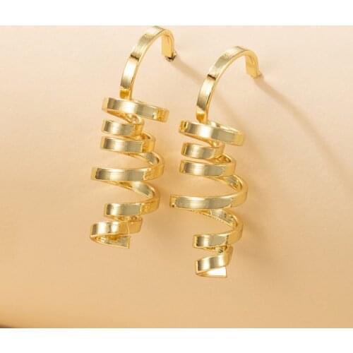Tocona New Trendy Spiral Drop Dangle Earrings for Women Gold Color Alloy Metal Statement Earring Party Jewelry Accessories 18611