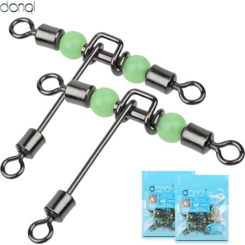 DONQL 5Pcs/20Pcs/Lot T-shape 3 Way Fishing Connector Bearing Rolling Swivel With Beads Fishhook Lure Line Fishing Connector