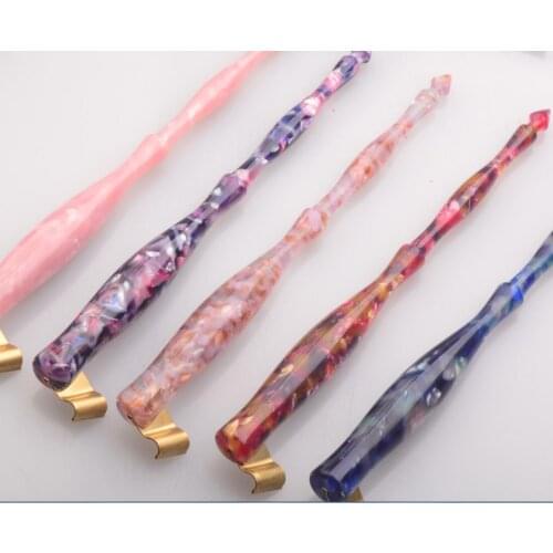 High End Round Body Flower Resin Copperplate Calligraphy pen Dip Pen Holder Diagonal Rod Classic Style Sequin Style