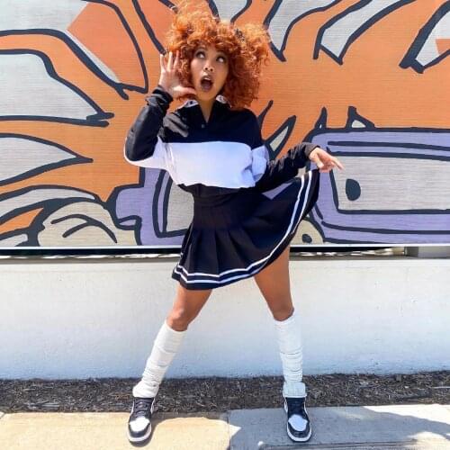 2021 New Arrival Famous Brand 2 pcs Women Set Patchwork Turn-down Collar Tops Mini Dress Autumn Casual Outfits