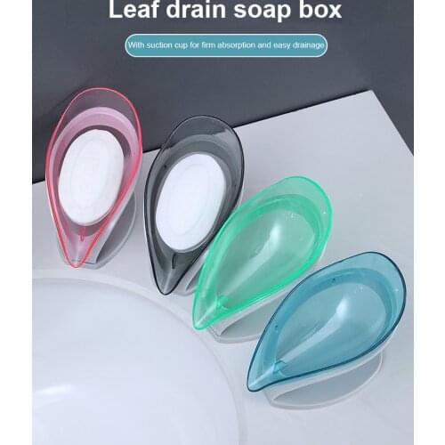 1PC Soap Box Creative Leaf Shape Soap Drain Holder Plastic Dish Storage Plate Tray Bathroom Shower Soap Storage Box Gadgets New