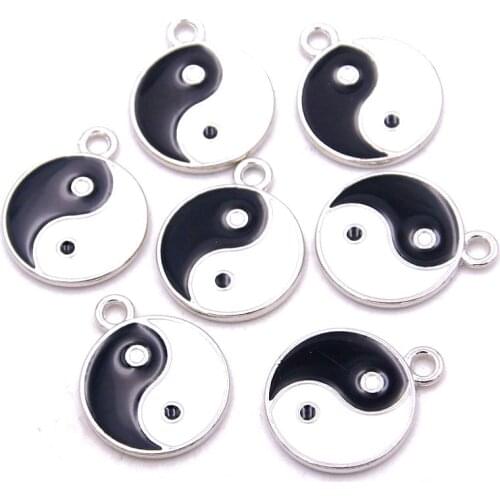 10Pcs 17*21mm 2 Style Alloy Metal Drop Oil Single Double Sides Gossip Charms Pendant For DIY Bracelet Necklace Jewelry Making