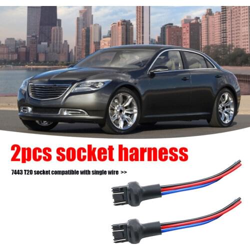 2pcs 7443 T20 Bulb Connector Male Adapter for Car Turn Signal Bulb Socket