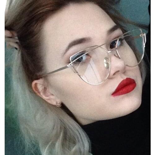 2018 Fashion Clear Lens Cat Eye Glasses Frame Women Gold Eyewear Frame Men Eyeglasses Optical Frame Reading Glasses Female