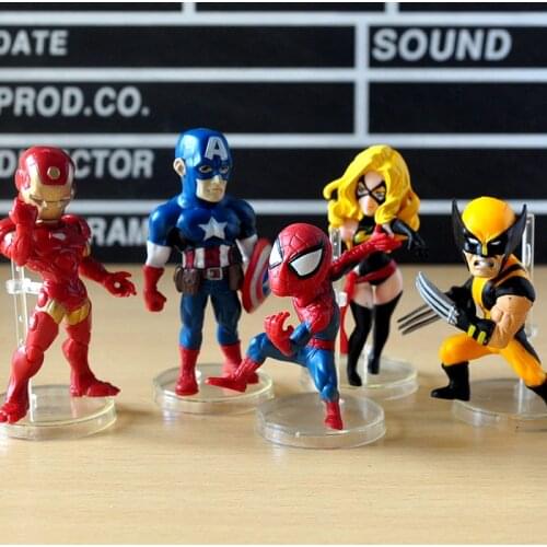 5pcs/lot Super Hero Captain America Spider Man Iron Man PVC Action Figures Toys