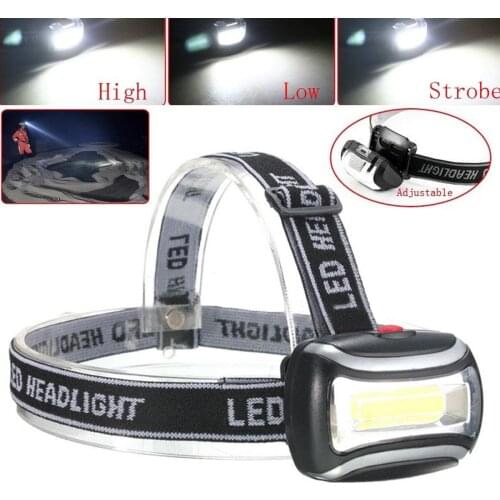 600 Lumens 3W Outdoor Working COB Headlight Lamp Headlamps Flashlight Black