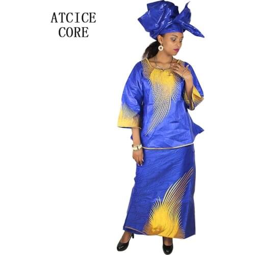 African dresses for women 100% cotton dashiki traditional fashion AFRICAN BAZIN RICHE EMBROIDERY SHORT RAPPER WITH SCARF LB061