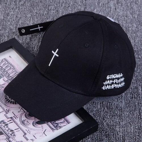Cross Embroidery Baseball Cap For Women Men Black White Hip-hop Adjustable Caps Cotton Sport Snapback Hat Dropship Wholesale