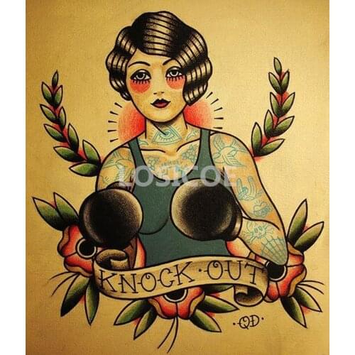 BOXING Retro Tattoos Patterned Posters Kraft Paper Interior Painting Restoring Wall Sticker Bar Cafe Tattoo shop Home Decoration