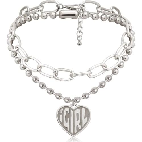 Punk Igirl Heart Pendant Necklace for Women Hip Hop Chunky Layered Chain Choker Jewelry Collares Collar Bijoux Femme Gift