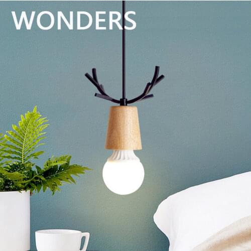 Wood Deer Pendant Lights Modern Northern American Art Decor Wrought Black white Oak Pendant Lamp bar Kids Dining Living Room