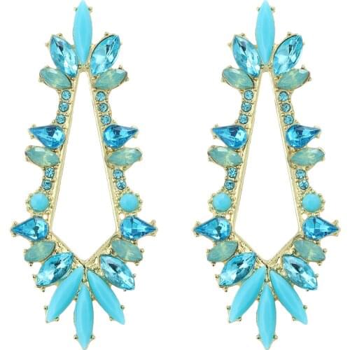 Dvacaman New Design Luxury Full Rhinestone Geometric Irregular Dangle Drop Earrings for Women Shiny Crystal Jewelry Accessories