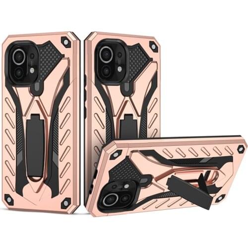 Dual Layer Impact Armor Phone Case for Xiaomi 11 in Military Grade Shockproof Level with Built in Kickstand