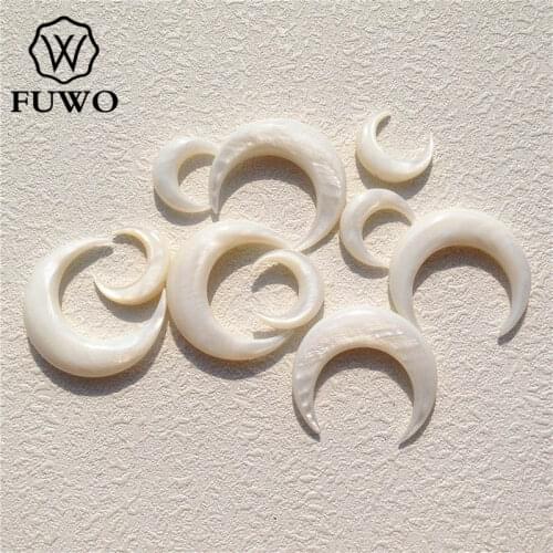 FUWO 5pcs/lot White Shell Big Crescent Moon Double Horn 35mm or Small 20mm No Hole Fashion Jewelry Making Supplies S002